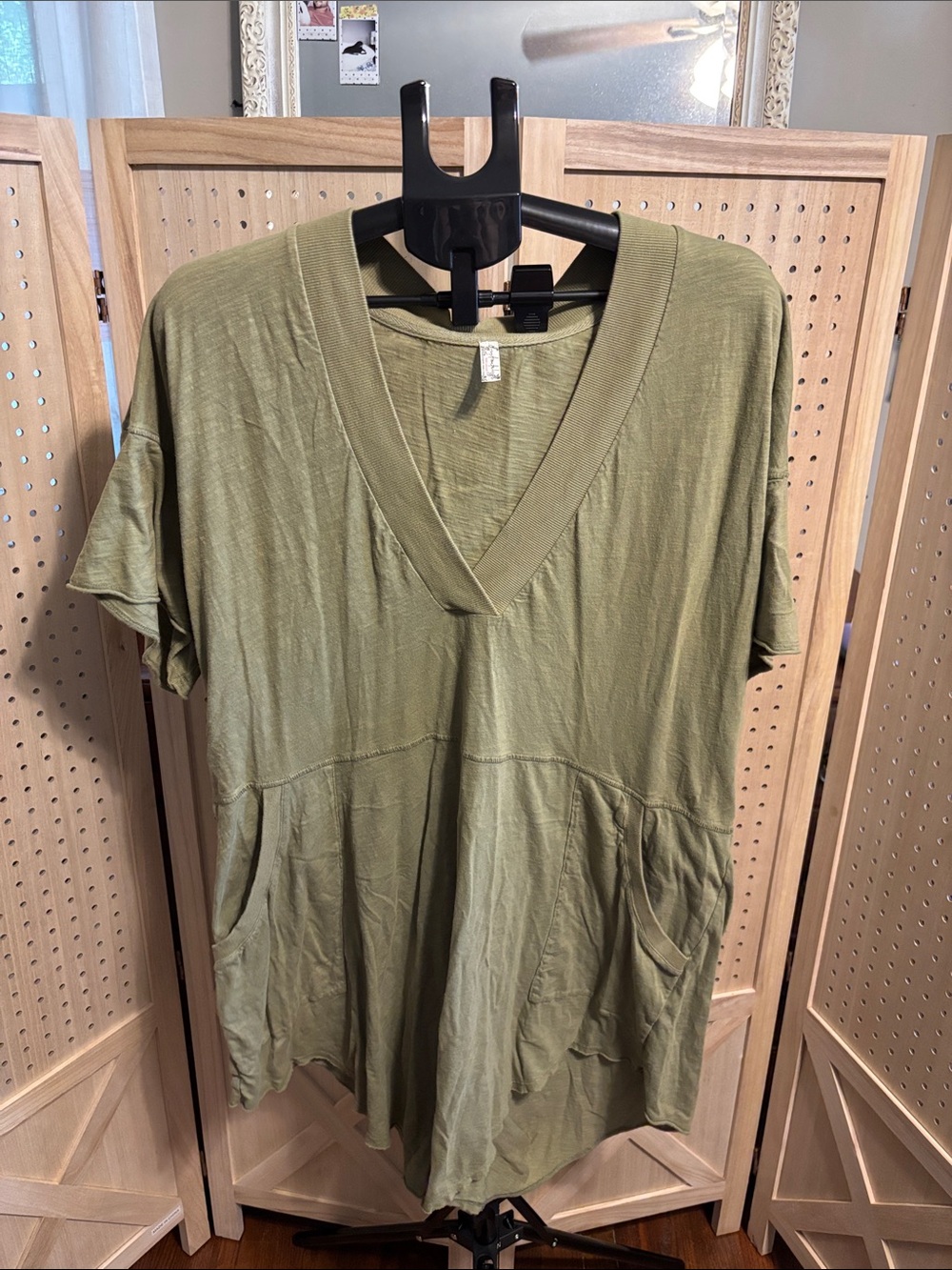 Free People Olive Green V-Neck hot shot romper